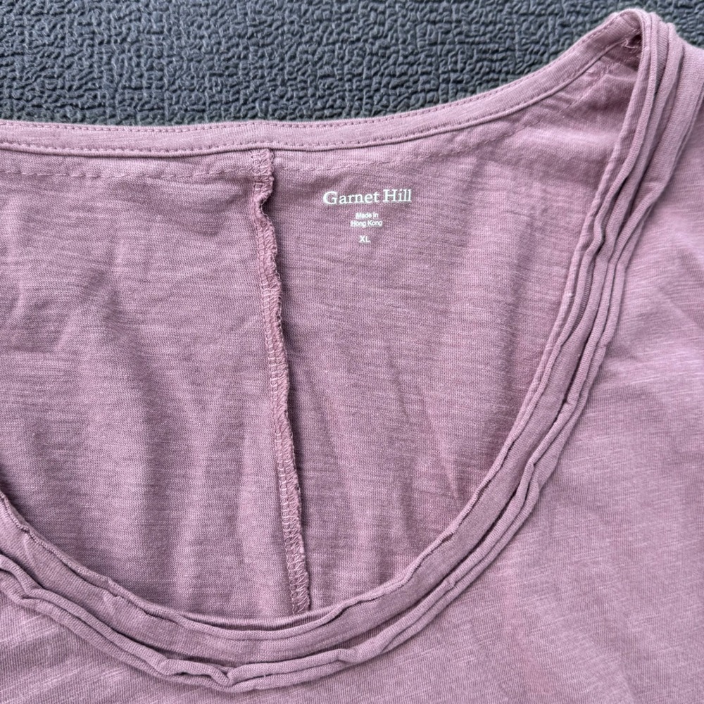 Garnet Hill Tunic Dress Women XL Mauve Excellent 3/4 Sleeve Cotton Modal Slub - Picture 6 of 6